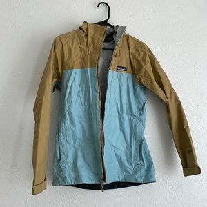 PATAGONIA Rain Jacket XS Gold/Light Blue, Good Condition